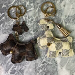 New Damier Ebene Azur Dog Keychain